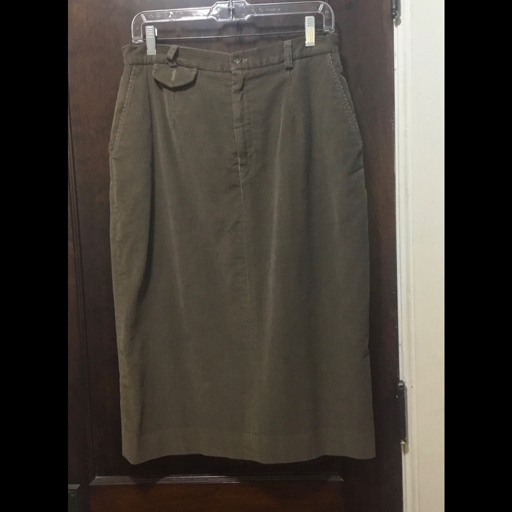Ralph Lauren Sz 14 Tan Corduroy Skirt Made in USA